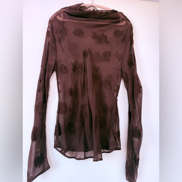 Zara Tops - Zara Sheer Brown Floral Blouse